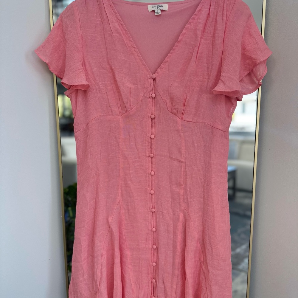 Pink Button-Front Dress